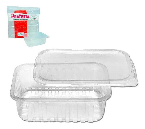 Pote Descartável 350ml Tampa Marmita Freezer Microondas 48un Cor Transparente
