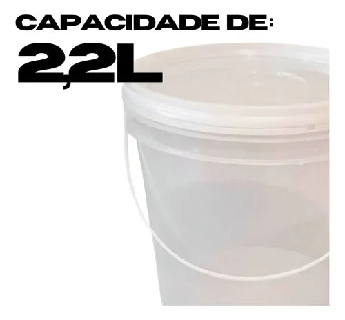 Kit 10 Balde 2,2l Transparente Hermético Atóxico Alimentício