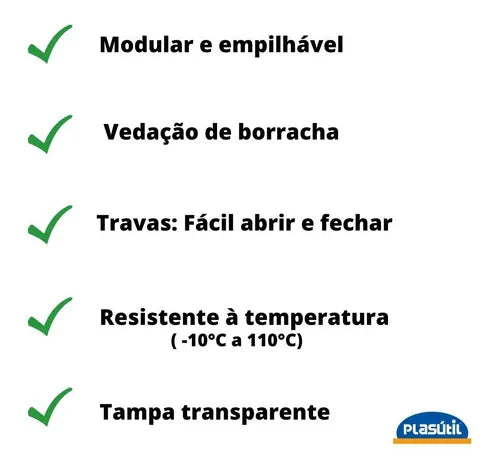 Pote Hermético 2 Divisórias Porta Frios C/ Escorredor 1l