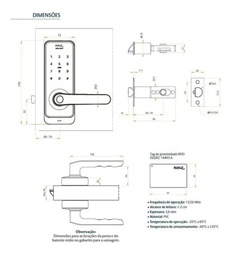 Fechadura Eletrônica Preta Papaiz Sl205 Smart Lock Digital Preto