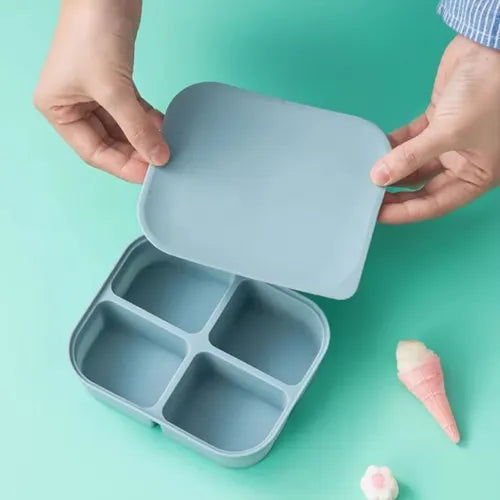 01 Porta Papinha 4 Compartimentos C/ Tampa Silicone Bpa Free