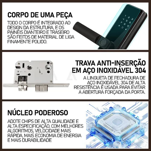 Fechadura Eletrônica Biométrica Inteligente Tuya Com Câmera