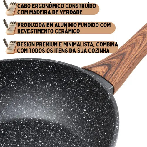 Frigideira Antiaderente Ceramica Com Tampa Fogão Indução/gás