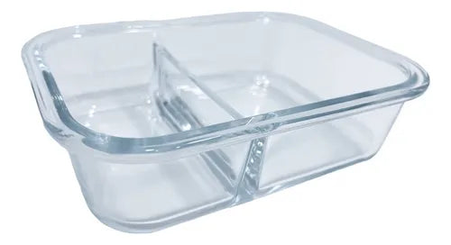 10 Potes Marmita Vidro Com Divisória E Tampa 1010ml Dieta