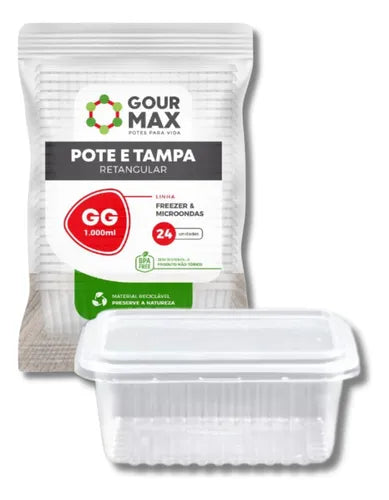 Marmitas Descartaveis Com Tampa Freezer 1l 24un Pote Fitness