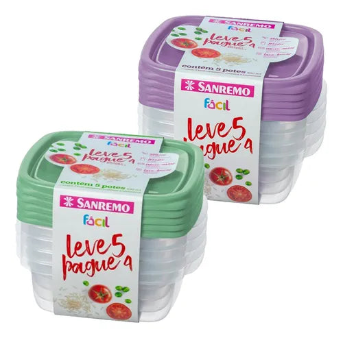 Conjunto De Potes Plástico Sanremo 530ml Leve 10 E Pague 8