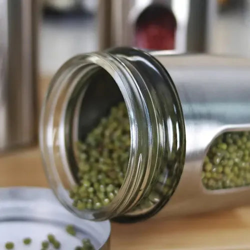 Kit 5 Potes Hermético Mantimentos Aço Inox Com Visor Vedação