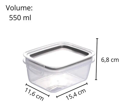 Pote Hermético Plástico Ret Mantimentos 550 Ml Plasútil