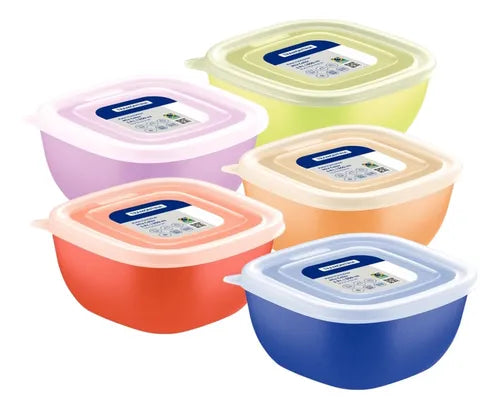 Potes Tramontina 300ml 5 Pote E Tampa Mixcolor