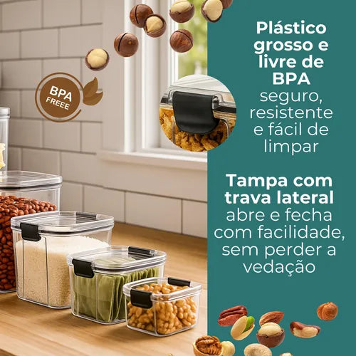 Kit 5 Organizadores Pote Hermético Empilhável Para Alimentos Rgb Megashop