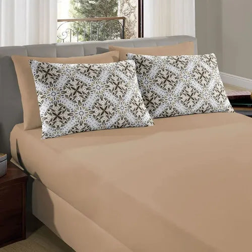 Jogo De Cama Lençol Casal Super King 3 Peças Malha 2,03x1,93 Cor Diversos Desenho Do Tecido Estampado