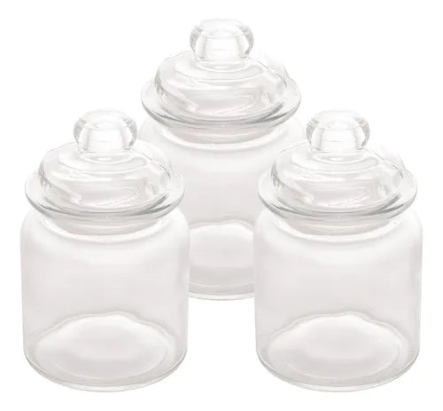 Kit 3 Porta Mantimento Tempero Vidro Arena 260ml