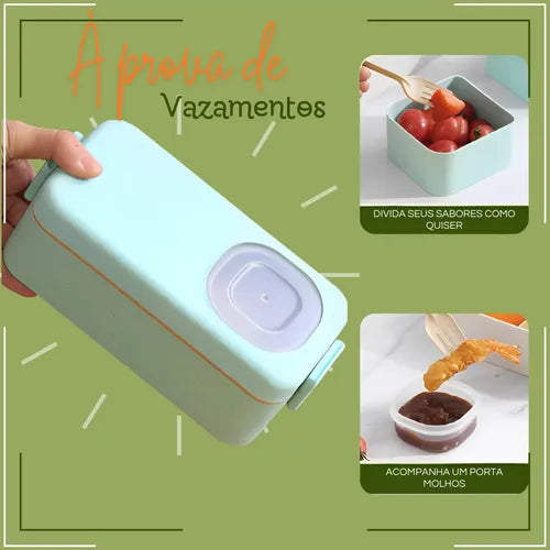 Marmita Plastico Divisórias 4 Potes Hermetica Fit Microondas