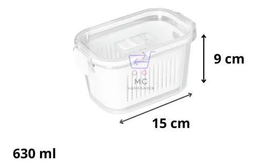 Kit 2 Potes Slim Hermético Multiuso Frutas Saladas 630 Ml
