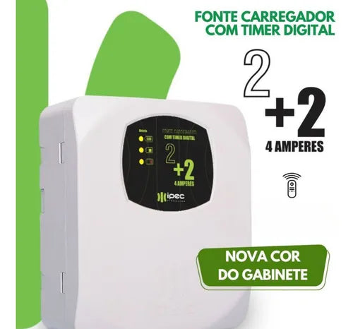 Fonte Carregadora Timer Digital Eletronico 4a Com Receptor Cor Branco Rise Security