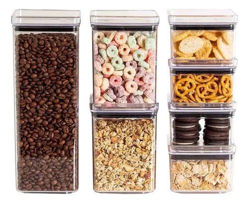 Kit Potes Organizador Mantimentos Hermético Quadrado 7