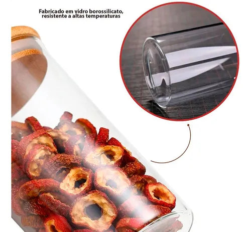 Kit Com 3 Potes Hermético De Vidro 200ml 300ml E 400ml