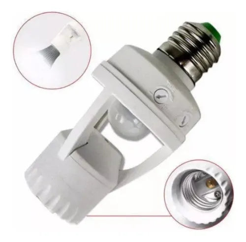 Kit 3 Sensor de Presença Lâmpada com Fotocélula Soquete E27 Luatek LK-6015 Cor Branco
