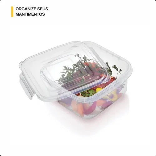 Pote Quadrado Com Travas Marmita Grande 3,7l Transparente