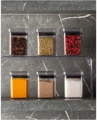 Jogo 6 Mini Potes Paramount Mini Lumini 180ml Organizadores De Temperos Cor Transparente