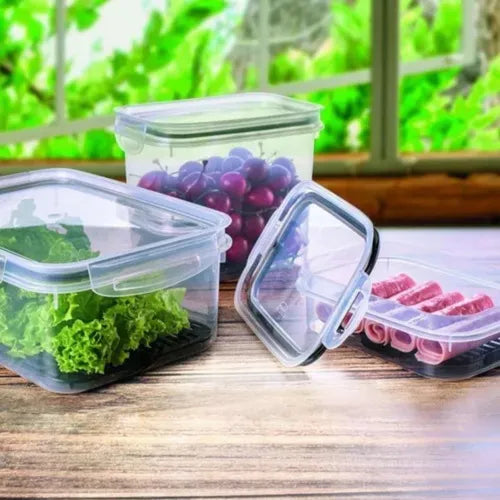 Kit 3 Potes Porta Frios Queijo Presunto Hermético Empilhavel