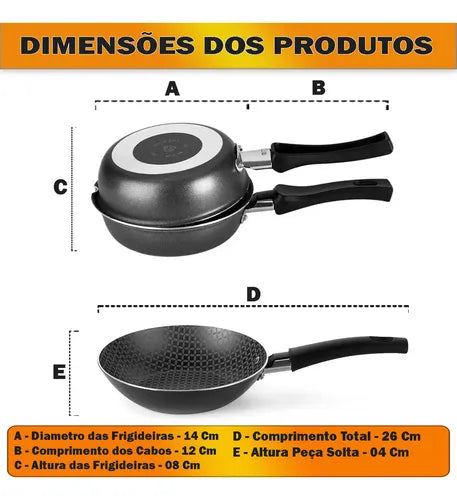 Omeleteira Multiflon Gourmet Dupla Antiaderente 14cm Preta