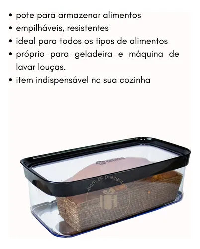 Kit 2 Potes Porta Bolo Bolachas Acrílico Hermético Com Tampa