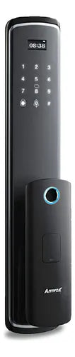 Fechadura Eletrônica Digital com Senha Biometria Digital e Cartão PT Wi-Fi Teclado Touch Screen e Bateria Recarregável Amvox Afc 2000