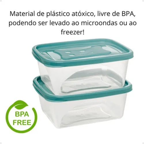 6 Potes Comida Retangular 750ml Potinho Marmita Geladeira