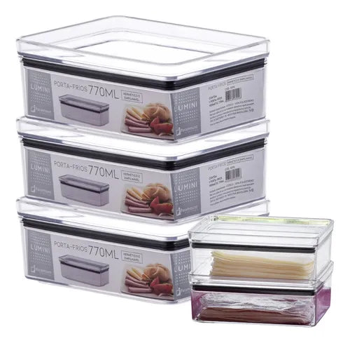 Pote, Porta-frios, Hermético, Lumini, 770ml Kit C/ 3 Unds Cor Cristal