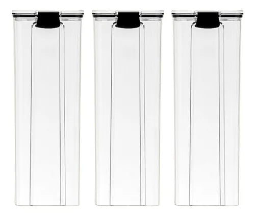 3 Potes Mantimento Hermético Organizador Slim Com Fecho 2 Lt