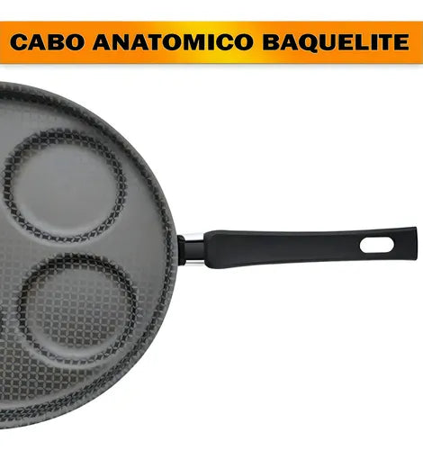 Kit Frigideira 4 Ovos Antiaderente Alumínio Multiflon Gourmet com Espátula