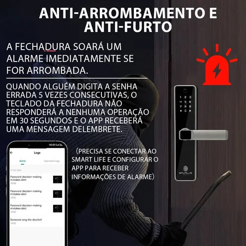 Fechadura Digital Biométrica Smart Com Câmera E App Wifi