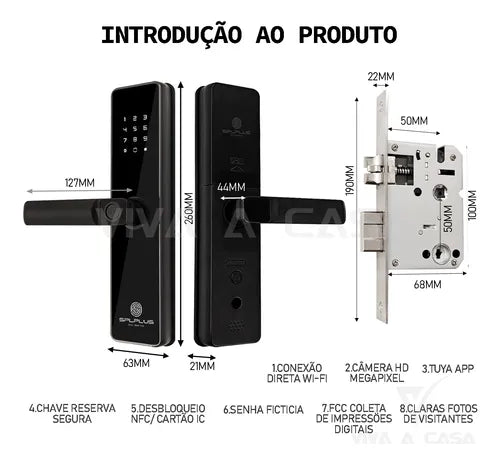 Fechadura Eletrônica Biométrica Inteligente Tuya Com Câmera