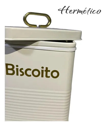 Pote De Lata Hermético Biscoitos Vintage 1 Litro