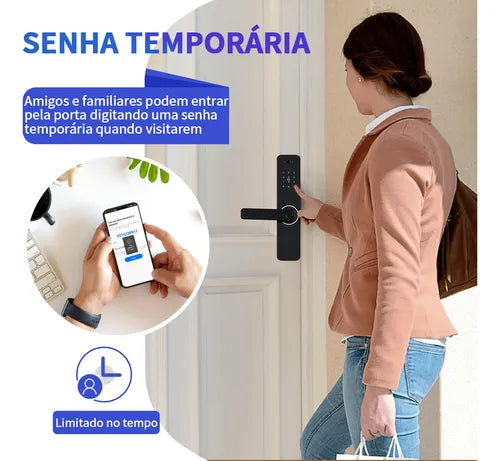 Fechadura Eletrônica Digital Com Câmera App Senha 5pcs Tag