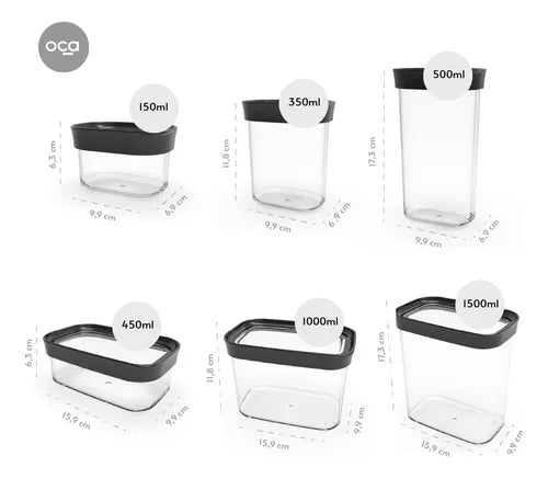 Kit Conjunto Cozinha 9 Potes Herméticos Mantimentos Temperos