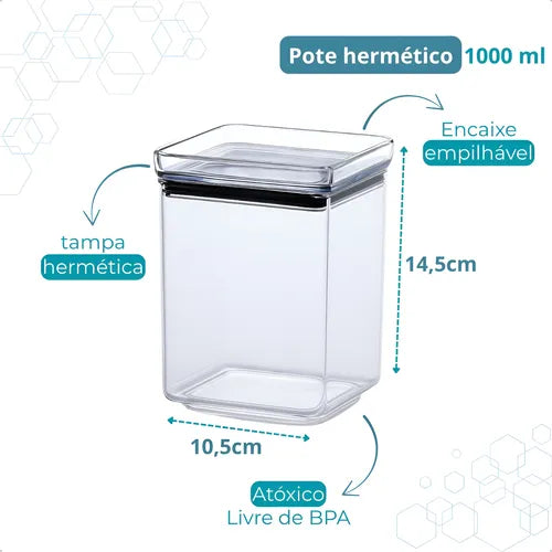 Pote Hermético 1000ml Farinha Açucar Café Alimentos Lumini