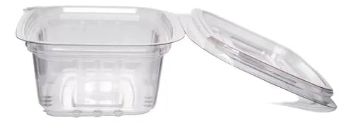 50 Unid Embalagem Pote Retangular 250ml Tampa Articulada PF-88