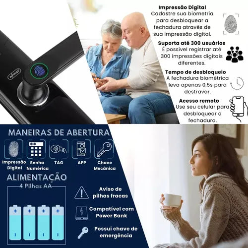 Fechadura Digital Biométrica Touch Id Smart Lock Push E Push