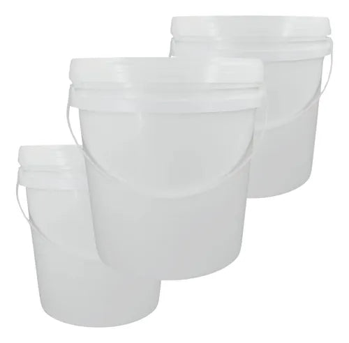 Kit 3 Balde Plástico Alimentício Tampa Hermética 3,6 Litros