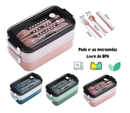 Marmita Dupla Lunch Box Pote Com Divisória Original