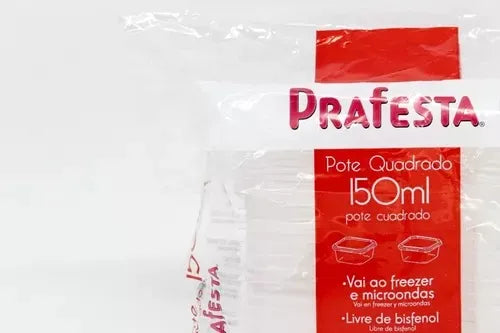 Pote Descartável 150ml Quadrado Com Tampa C/ 40 Unidades Cor Tranparente