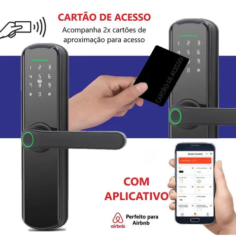 Fechadura Eletronica Digital Com Biometria App A5 Tuya Wi-fi