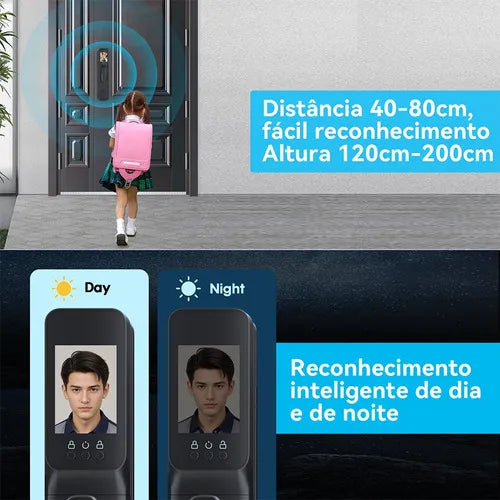 Fechadura Digital Reconhecimento Facial 3d C/ Câmera E App