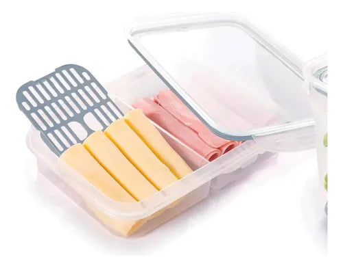 Kit 2 Pote Hermético 1 Lt Porta Frios Empilhável Divisórias