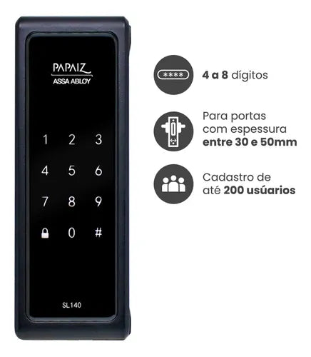 Fechadura Digital Eletronica Senha Sobrepor Papaiz Sl140