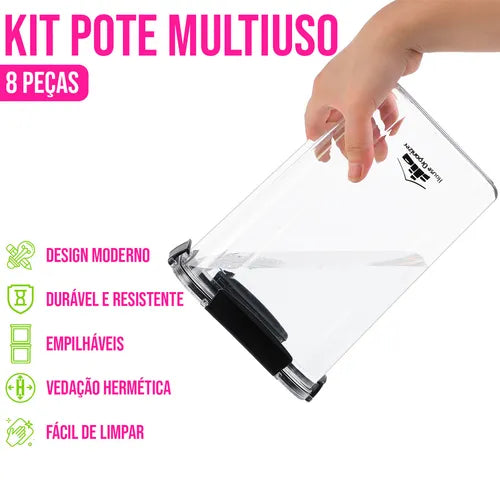 8 Porta Mantimentos Com Travas, Potes Hermeticos Para Alimentos House Organizer