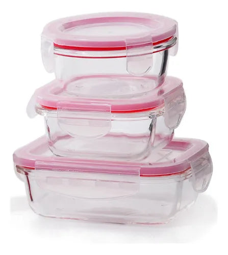 Conjunto 3 Potes De Vidro Com Tampa Hermética 150ml/170ml Cor Transparente