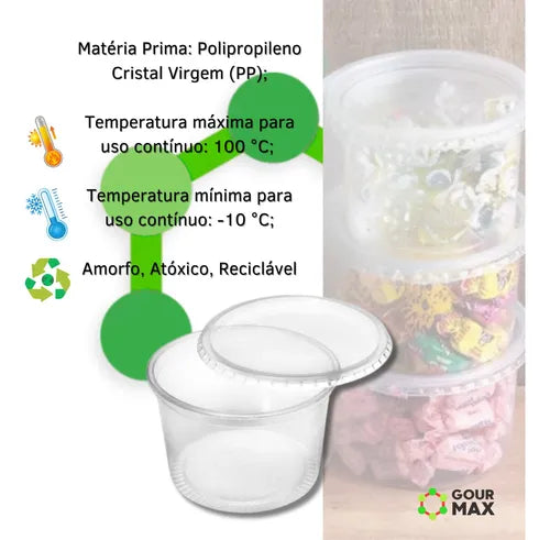 Potes Descartáveis Redondo 24un 1l 1000ml Freezer Microondas